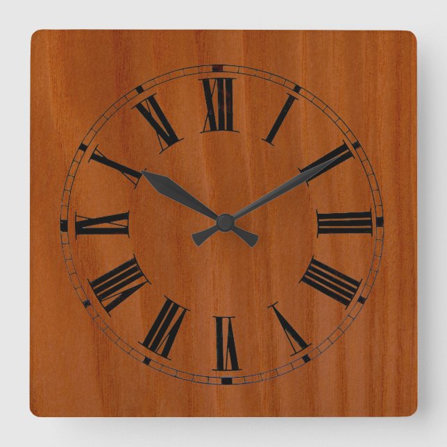 Holzverkleidung Quadratische Wanduhr (Vorderseite)