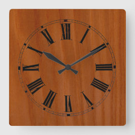 Holzverkleidung Quadratische Wanduhr