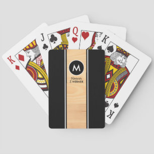 Holzvertikalstreifen-Monogramm Schwarz Spielkarten