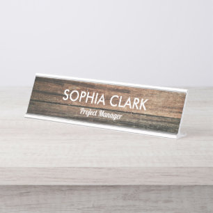 Holzwald Boho Land Holz Textur Custom Schreibtischnamensplakette