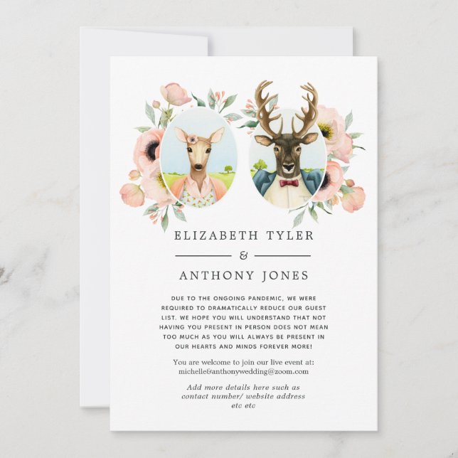 Holzwald Hirsche Hochzeitsliste Ankündigung (Vorderseite)