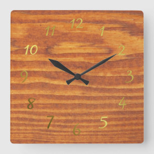 Holzwand Quadratische Wanduhr