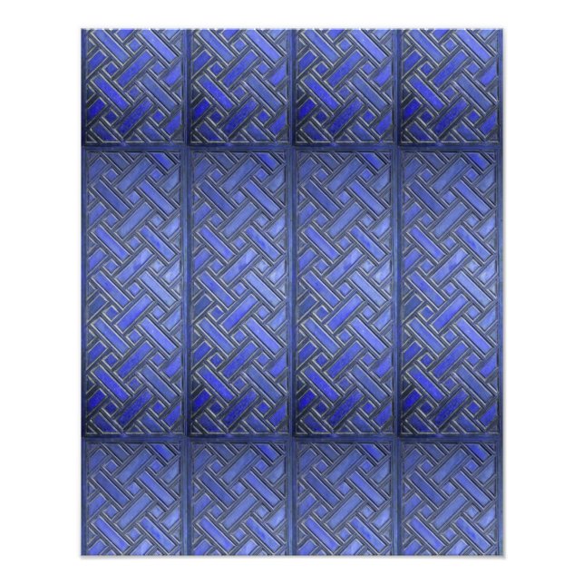 Holzweave Muster Blau Fotodruck (Vorne)