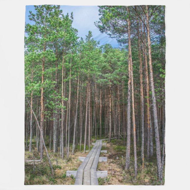 Holzweg im Kiefernwald Fleecedecke (Vorderseite)