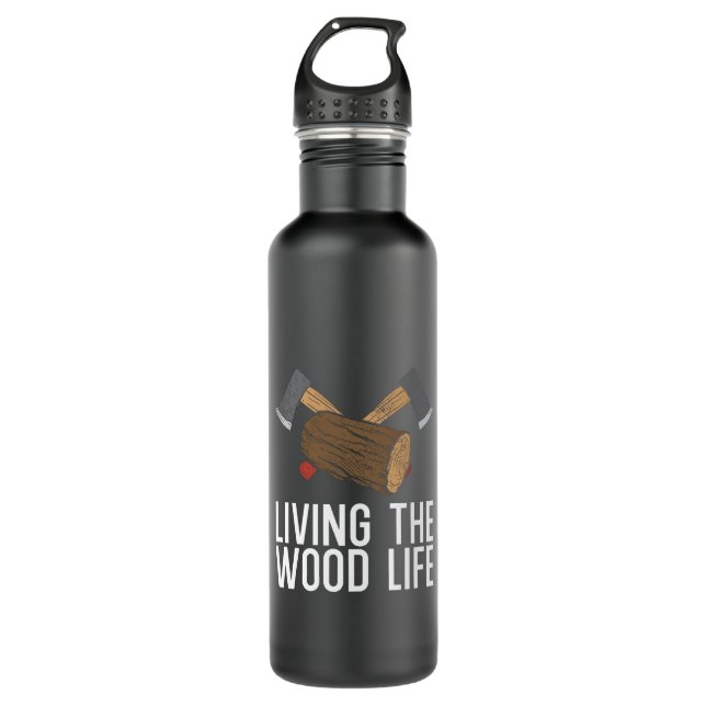 Holzwerkstoff-Geschenk Edelstahlflasche (Vorderseite)