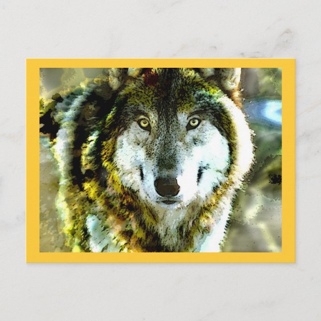 Holzwolf-Produkte von JungleWalk.com Postkarte (Vorderseite)