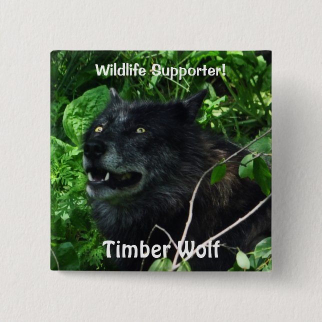 Holzwolf Wildlife Foto Button (Vorderseite)