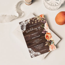 Holzwolle Blush & Peach Floral w/Lights Einladung