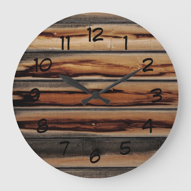 Holzzaun Textur Cool einzigartig Große Wanduhr (Vorderseite)