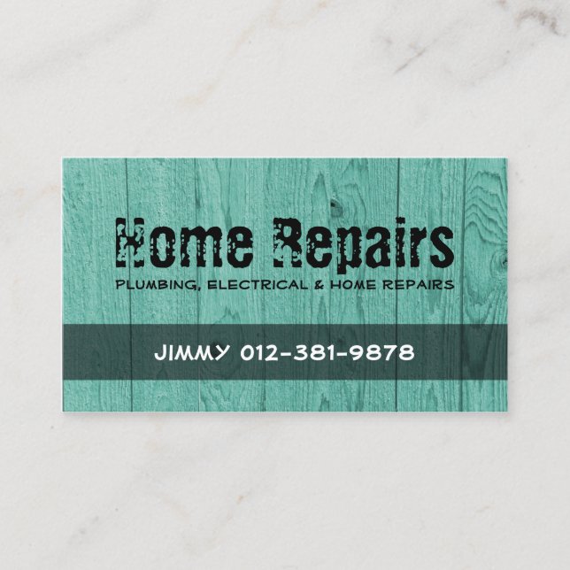 Holzzaun Türkis Business Card Visitenkarte (Vorderseite)