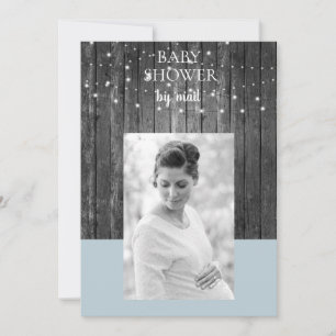 Holzzaunlichter Baby Shower per Post Foto Blau Einladung