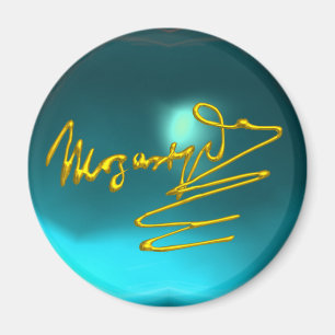 HOMAGE BIS MOZART, blaues Aquamarin. Turquase Magnet