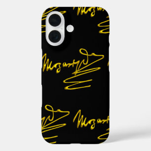 HOMAGE TO MOZART 3D Gold Signature Composer Black iPhone 16 Hülle