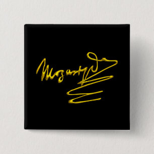 HOMAGE TO MOZART Gold Signature of Composer Black Button