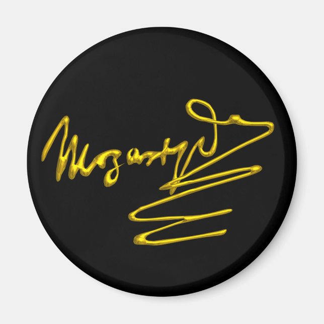 HOMAGE TO MOZART Gold Signature of Composer Black Magnet (Vorne)