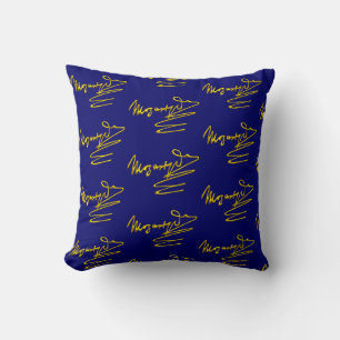 HOMAGE TO MOZART Gold Signature of Composer Blue Kissen