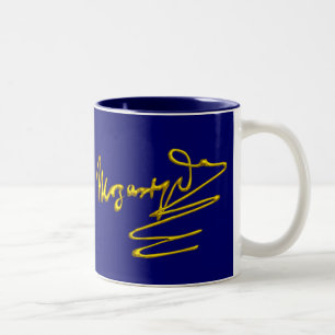 HOMAGE TO MOZART Gold Signature of Composer Blue Zweifarbige Tasse