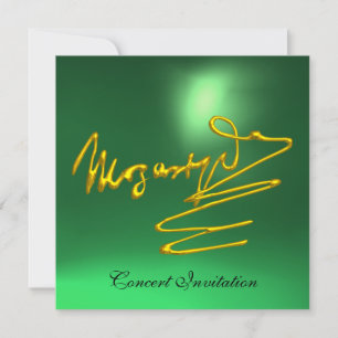 HOMAGE TO MOZART Gold Signature of Composer Green Einladung