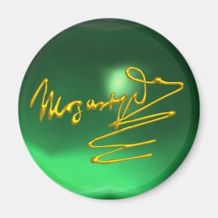 HOMAGE TO MOZART Gold Signature of Composer Green Magnet