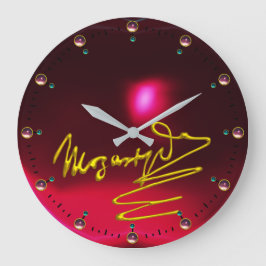 HOMAGE TO MOZART Gold Signature of Composer Red Große Wanduhr
