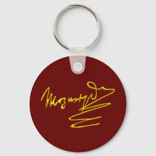 HOMAGE TO MOZART Gold Signature of Composer Red Schlüsselanhänger