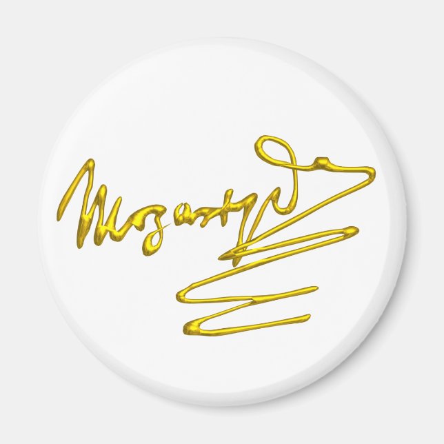 HOMAGE TO MOZART Gold Signature of Composer White Magnet (Vorne)