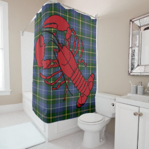 Homard bleu de rideau en douche de tartan de la