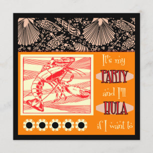 Homard Retro Luau Hula Invitations