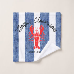 Homard rouge sur Bleu Blanc Denim Stripes