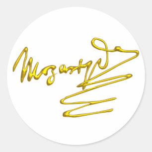 HOMAT FÜR MOZART / 3D-Gold-Signatur, weiß Runder Aufkleber