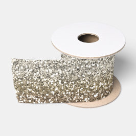 Hombre - Champagne-Imitat-Glitzer 3" Satinband