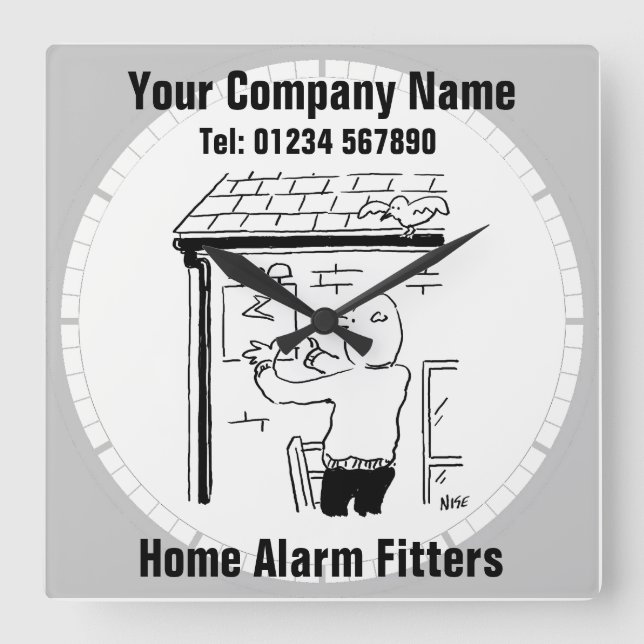 Home Alarm Fitter Cartoon Quadratische Wanduhr (Vorderseite)