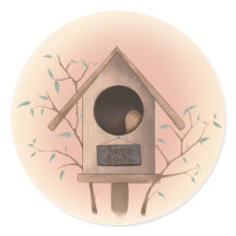 Home Birdie - Gemütlicher Waldvogelhaus-Aufkleber