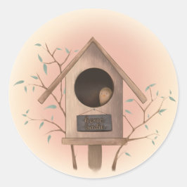 Home Birdie - Gemütlicher Waldvogelhaus-Aufkleber Runder Aufkleber