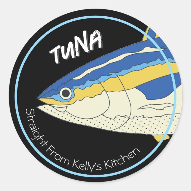 Home Canning Business Tuna Fish Modern Label Runder Aufkleber (Vorderseite)