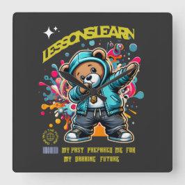 Home Decor DABBING FUTURE Lessons Learn Wall Clock Quadratische Wanduhr