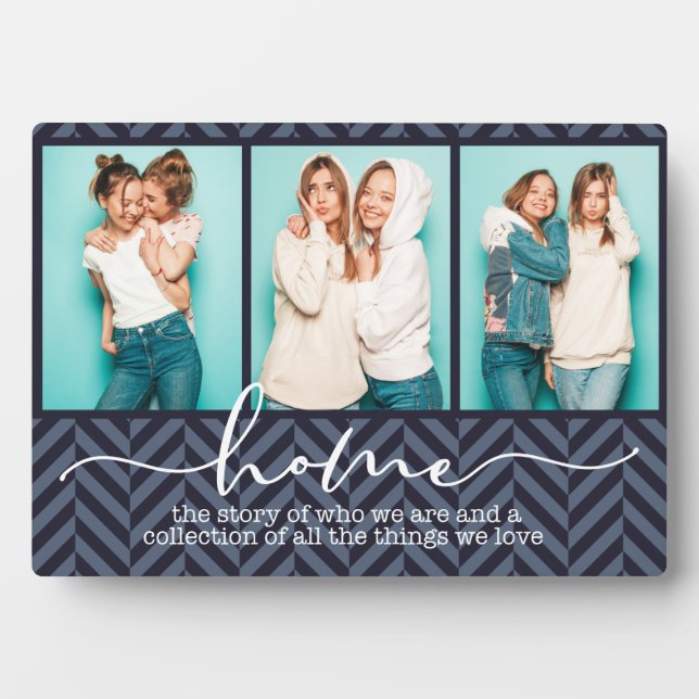 Home Family Sayings Modern Typography Three Photo Fotoplatte (Vorderseite)
