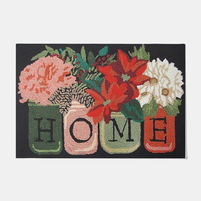  Home Flower Door Mat, Floral Welcome Mat Fußmatte (Vorderseite)