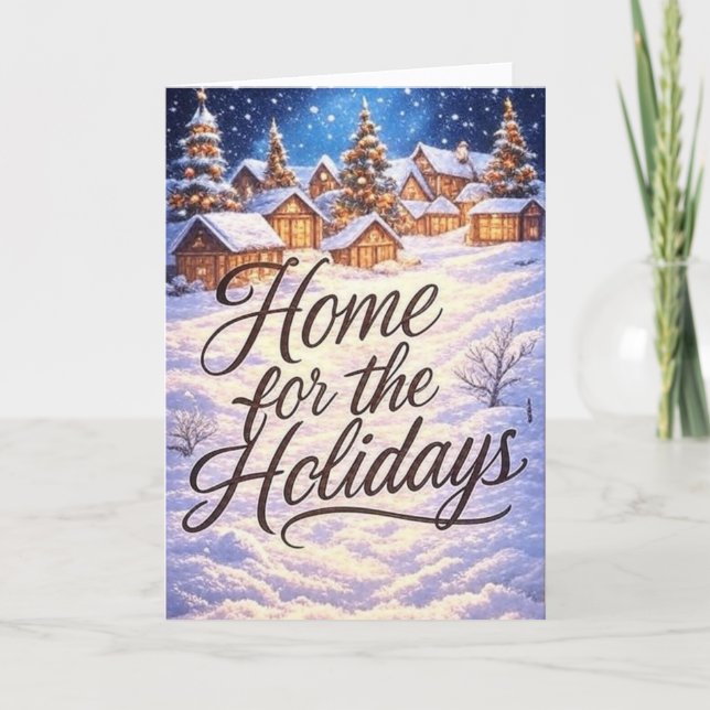 'Home for the Holidays' Folded Greeting Card Karte (Vorderseite)