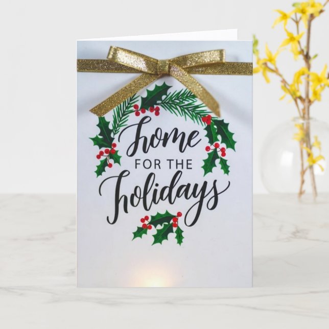 'Home for the Holidays' Folded Greeting Card Karte (Gelbe Blume)