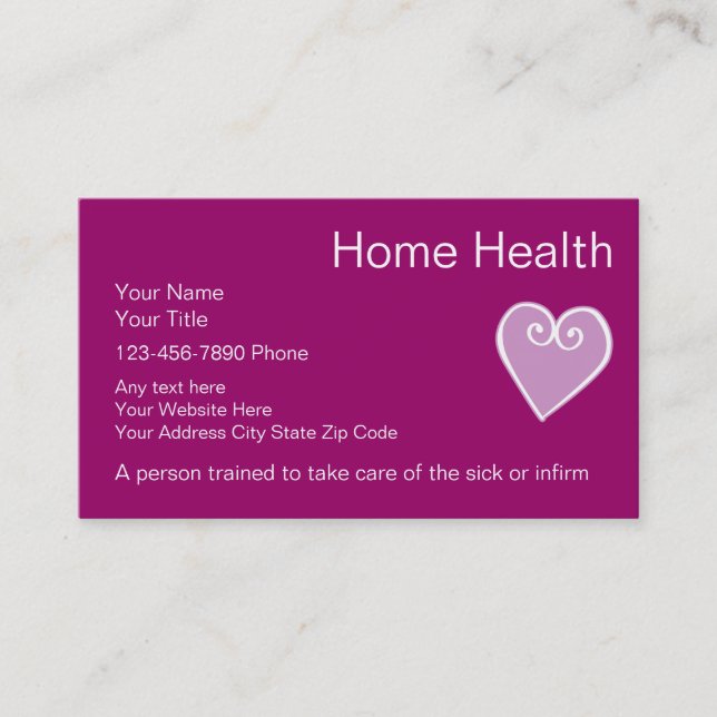 Home Health Nurse Business Cards Visitenkarte (Vorderseite)