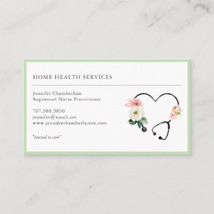 Home Health Nurse Floral Stethoscope Visitenkarte
