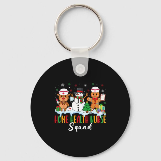 Home Health Nurse Squad Reindeer Gingerbread Chris Schlüsselanhänger (Vorderseite)