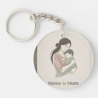 Home is Mom Minimalist Line Art Mother Child Hug K