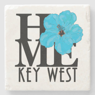 HOME Key West Florida Blaue Hibiskus Steinuntersetzer