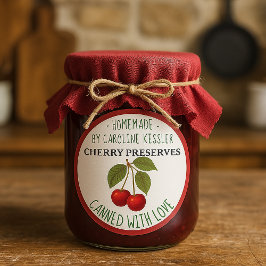 Home Made Cherry Preserves Canning Label Sheet Runder Aufkleber