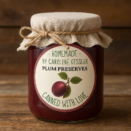 Home Made Plum Preserves Canning Label Sheet Runder Aufkleber