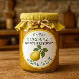 Home Made Quince Preserves Canning Label Sheet Runder Aufkleber