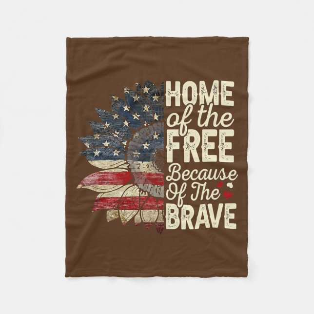 Home Of The Free Beursache Of The Brave Sunflower Fleecedecke (Vorderseite)