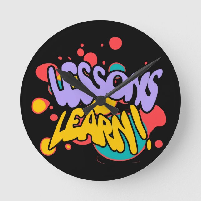 HOME PAINT SPLASH LESSONS LEARN ROUND WALL CLOCK  RUNDE WANDUHR (Vorderseite)